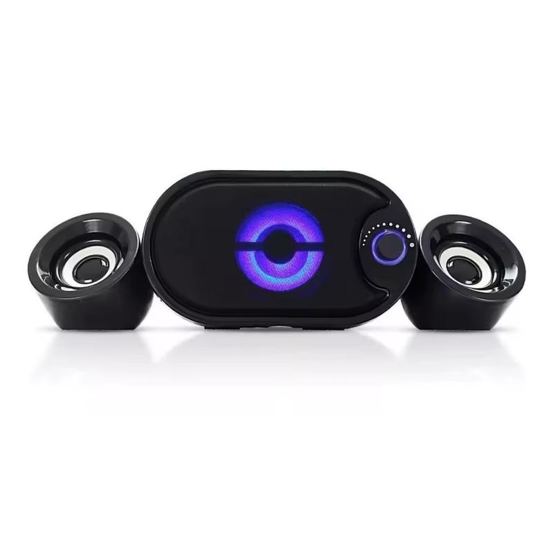 Caixa de Som Subwoofer 2.1 Portátil com LEDs