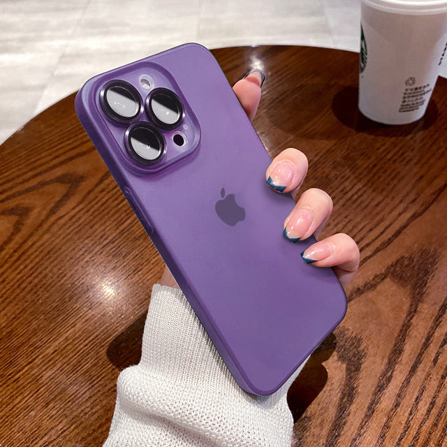Capinhas de iPhone Fosca Ultrafina com Lente Embutida Anti-impressão