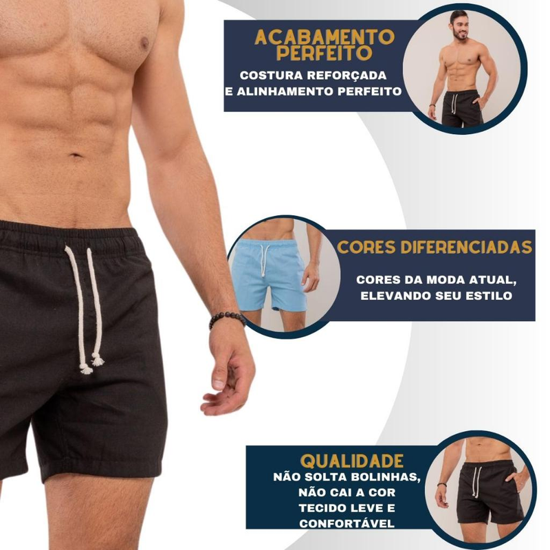 Kit com 4 Shorts Linho Premium Masculino