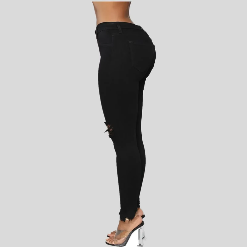Calça Jeans Skinny Com Rasgos