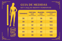Kit 3 Calças Skinny Femininas de Cintura Alta
