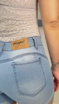 Kit com 2 Shorts Jeans Feminino Azul Claro e Escuro com Barra Dobrada