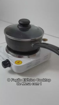 Fogão Elétrico Portátil Cooktop de Mesa / 1 Boca 1000W (Preto / Branco)