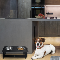 Comedouro para Pet em MDF Individual ou Dupla com Potes em Inox