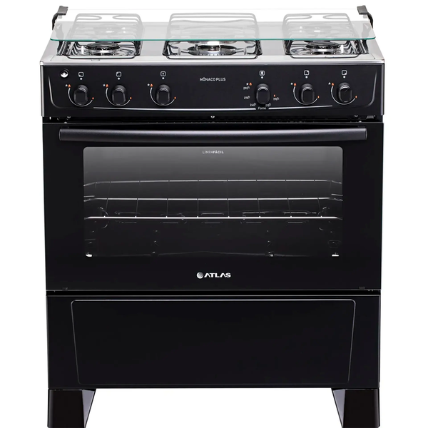 Fogão Atlas Mônaco Plus 5 Bocas Mesa Inox Forno 86,5L Automático
