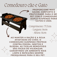 Comedouro para Pet em MDF Individual ou Dupla com Potes em Inox